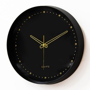 黑色轻奢挂钟塑料圆形北欧简约现代时e钟表，静音创意个性免打孔ins