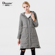迪欧达2023年冬季羽绒服女反季中长款韩版格子外套修身显瘦潮