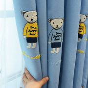 2023卡通泰迪熊动物儿童窗帘，男孩女孩房间卧室，飘窗遮光短窗帘