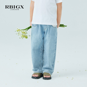 rbigx瑞比克童装春季直筒，宽松大廓型休闲男童水洗牛仔裤长裤
