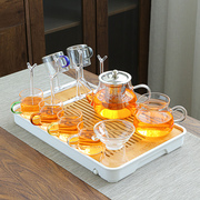 耐热日式玻璃茶具套装办公室家用功夫茶具泡茶壶茶杯整套干泡茶盘