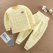 新生婴儿幼儿保暖内衣套装冬季纯棉加厚三层夹棉儿童宝宝秋衣秋裤