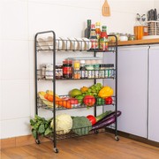 厨房蔬菜置物架落地多层可移动小推车水果，收纳篮碗架零食储物架子