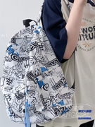 大橘猫日系复古涂鸦设计个性背包男韩版ins街拍潮搭书包双肩包女