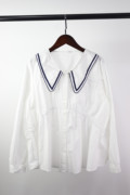 韩版减龄娃娃领长袖衬衣夏季简约纯色设计感休闲上衣N34#