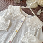 宝宝白色衬衫蕾丝花边，纯棉洋气女童，衬衣打底2024年春儿童上衣