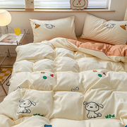 兔子卡通少女心床单四件套被套水洗棉床上被罩非全棉纯棉三件套4