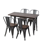 铁艺不锈钢高脚桌椅组合金属小吧台圆形桌商用工业风餐厅铁皮桌子