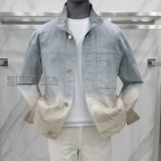 liberclassy韩国2023年春季卡其拼接色，翻领纯棉短款夹克休闲