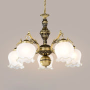 吊灯客厅灯欧式复古创意美式古铜色卧室吸顶灯，玻璃灯具艺术装饰灯