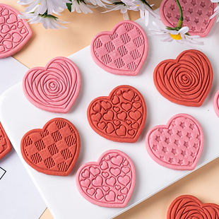 粉色大爱心混合饼干蛋糕装饰摆件生日情人节网红心形饼干烘焙配件