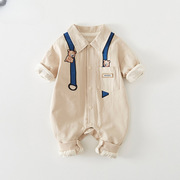 新生婴儿衣服春装0一1岁男宝宝，连体衣春秋款韩版洋气外出小熊哈衣