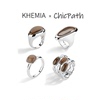 khemia猫眼石木纹色925纯银，戒指女叠戴食指(戴食指，)指环原创高级美拉德风