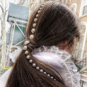 f0855欧美风创意珍珠，发夹跨境时尚街拍气质，串珠长款流苏发簪
