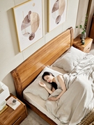乌金木床双人床1.8米简约现代中式全实木，主卧家具木床储物床