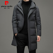 皮尔卡丹男士羽绒服，中长款加厚保暖冬季中年休闲外套，可脱卸帽