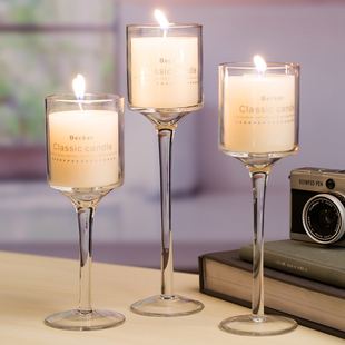 蜡烛台摆件创意欧式情人节，浪漫婚礼宴会高脚玻璃，蜡烛杯餐桌装饰品