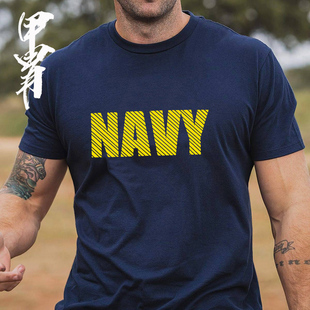 夏季 美国海军主题NAVY斜纹设计 军迷短袖T恤 硬汉男装