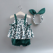 0-1-2-3岁女宝宝套装夏装一岁婴儿背心套新生儿韩版女童夏季套装