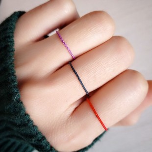 手工编织极细0.3红绳隐形戒指可调节素绳指环女鹿晗同款戒指