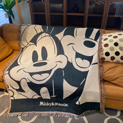 黑白米奇米妮动漫卡通，米老鼠可爱针织披肩毯房间休闲装饰沙发毯子
