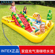 intex儿童充气水池游泳池家庭海洋球，池沙池喷水戏水池滑梯波波球