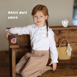 宝宝幼儿园百搭可爱刺绣娃娃，领衬衫允儿妈，女童春季长袖打底衫衬衣