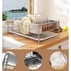 厨房不锈钢台面沥水篮碗碟置物架带筷子笼带接水盘盘子收纳架家用
