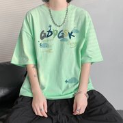 已注册夏季荧光绿色运动短袖t恤男大码体恤，打底衫dt8471p25