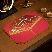 新中式餐垫家用防烫垫仿真丝杯垫花瓶垫桌布垫，布艺隔热垫子可定制