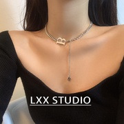 lxx时尚设计ins风字母，b项链嘻哈，欧美街头风女颈链酷潮饰品锁骨链