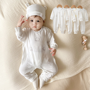 春秋季儿童连体衣婴儿长袖，哈衣男女宝宝圆领打底衫套装婴儿家居服