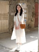 2023女法式初恋白色仙气连衣裙收腰显瘦气质小个子减龄裙子夏
