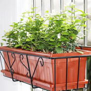 阳台栏杆花架挂式长方形种菜花盆，简约铁架悬挂阳台，种菜草莓盆挂架