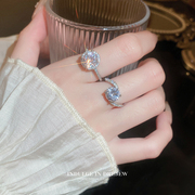 戒指女小众设计轻奢高级感时尚个性假钻石戒子尾戒开口可调节指环