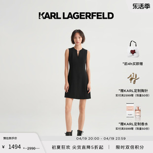 karllagerfeld卡尔拉格斐夏黑色，显瘦v领无袖，连衣裙露肩裙老佛爷