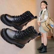 女童马丁靴春秋款单靴英伦，风短靴女2024靴子表演走秀童靴男童