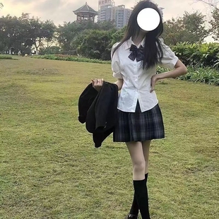 夏季设计感小众jk制服衬衫别致甜辣上衣女短袖日系泡泡袖纯欲衬衣