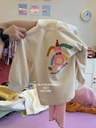 儿童秋季套装2023洋气纯棉，卡通连帽，套头卫衣韩版打底裤幼儿园套装