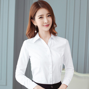 2024春夏白色衬衫，女长袖职业装修身工装气质，面试短袖蓝黑衬衣