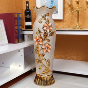 欧式花瓶摆件大号客厅电视柜落地插花干花创意个性高奢华(高奢华)陶瓷