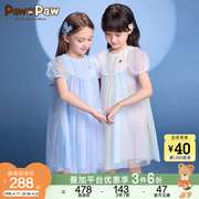 pawinpaw小熊童装2024年夏季炫彩，网纱裙女童，连衣裙儿童公主裙