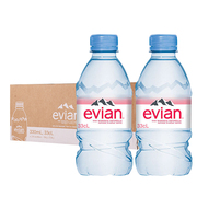 法国进口evian依云天然矿泉水330ml英文版塑料瓶高端饮用矿泉水