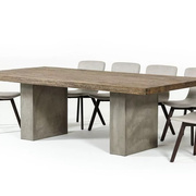 北欧工业风实木长l桌，复古仿水泥会议，洽谈桌设计感办公桌极简工作