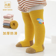 动漫婴童袜子秋冬珊瑚，绒过膝长筒袜新生婴儿，宝宝冬季加厚地板袜保