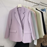 浅紫色西装外套女2023春装新韩版洋气百搭休闲宽松小个子纯色西服