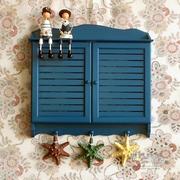 室内地中海风格蓝色百叶窗，款客厅电表箱遮挡箱配电箱，电表盒装饰箱