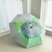油画猫咪太阳伞女折叠防晒防紫外线遮阳伞晴雨两用雨伞便捷全自动