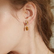 天然黄水晶耳环女s925纯银耳钉，耳坠气质轻奢，耳饰冬小众设计高级感