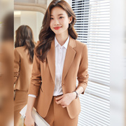 卡其色小西装外套女秋韩版时尚工作服休闲职业装气质西服套装